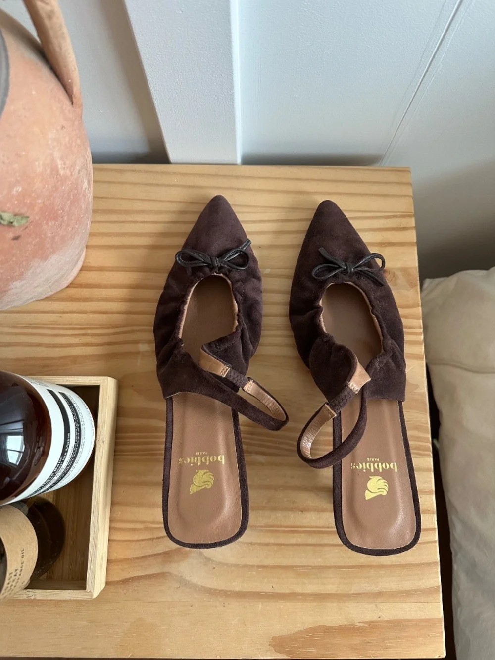 Bobbies brown suede slingbacks